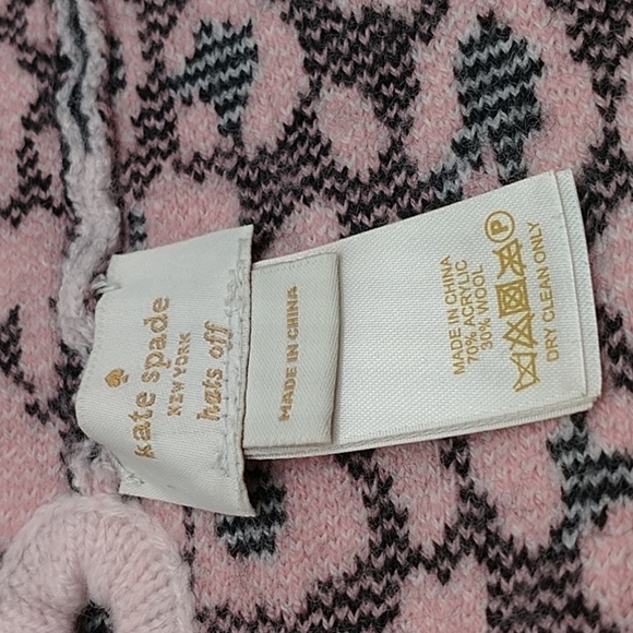 Kate Spade New York Hats Cheetah Pink Bow Ponytail Hat Cap Beanie - Picture 4 of 6